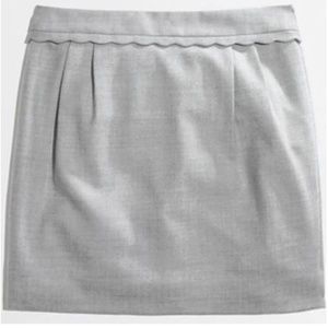 J. Crew Wool Scallop Pleat Mini Skirt- Grey